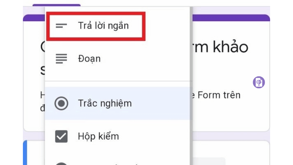 Chọn định dạng câu hỏi