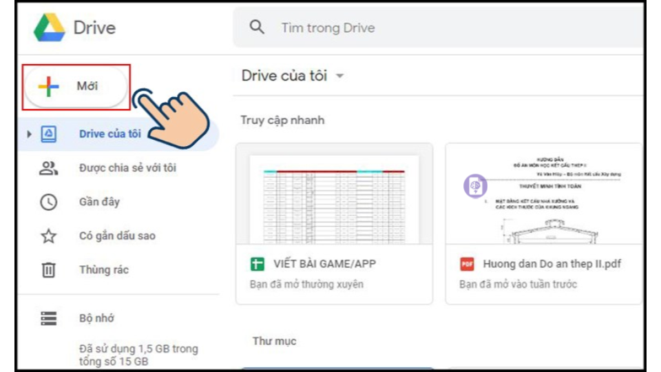 Minh họa cách tạo google form mới từ menu trong Google Drive.