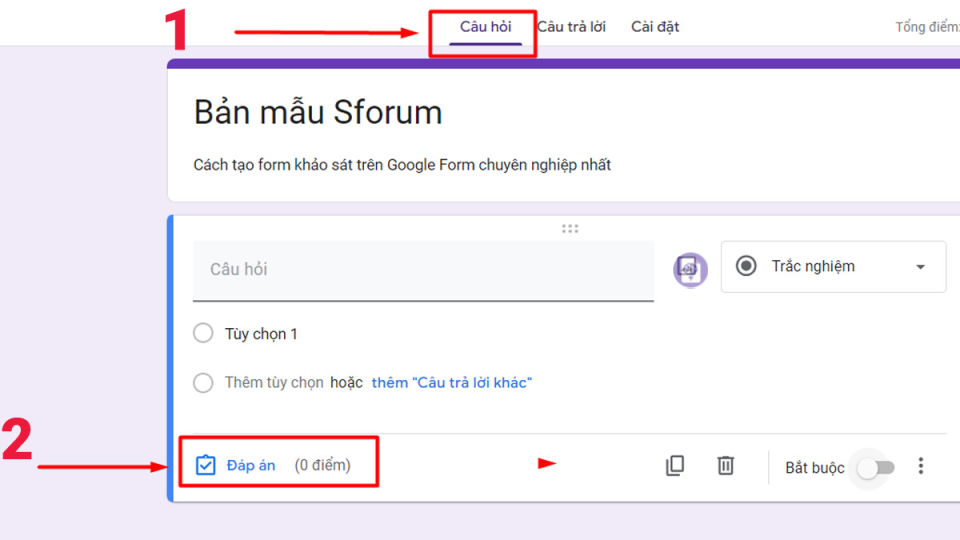 Tạo Form Khảo Sát Trên Google Form Hiệu Quả Thêm phản hồi cho câu trả lời đúng hoặc sai khi tạo form khảo sát trên Google Form.