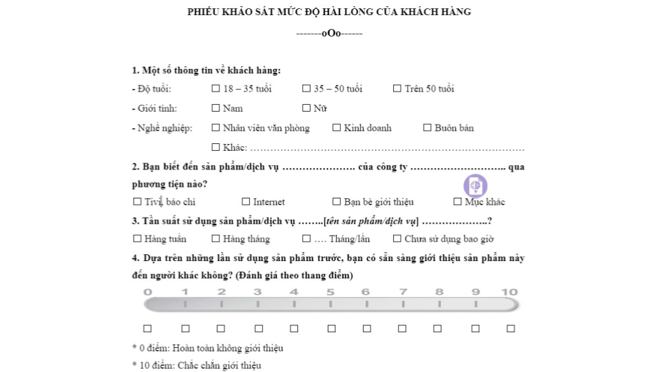 Form khảo sát khách hàng tối ưu trải nghiệm Ví dụ về một form khảo sát khách hàng chuyên nghiệp để thu thập phản hồi.